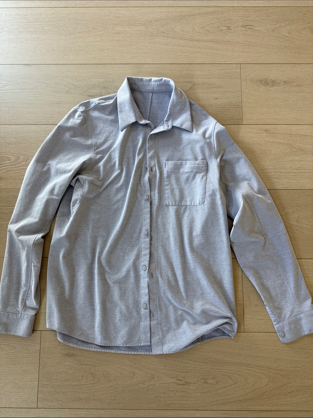 Light Gray Button-Up Shirt - Classic Long Sleeve